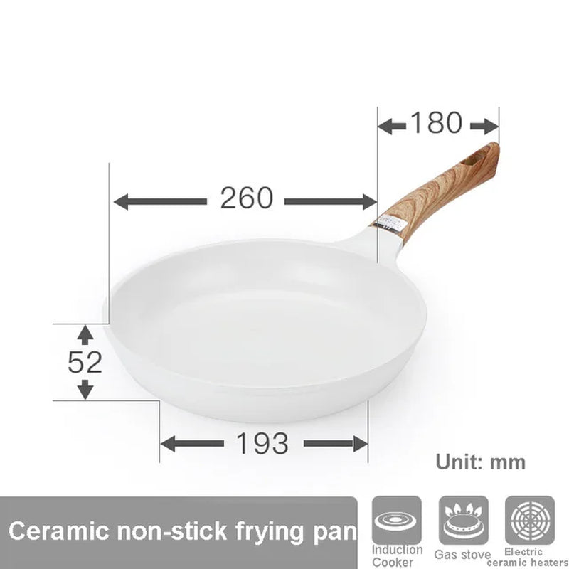White Ceramic Frying Pan Korean Cookware Set Pot and Non Stick Cooking Pan Set Breakfast Deep Fryer Japanese Kitchen Enamel Pan