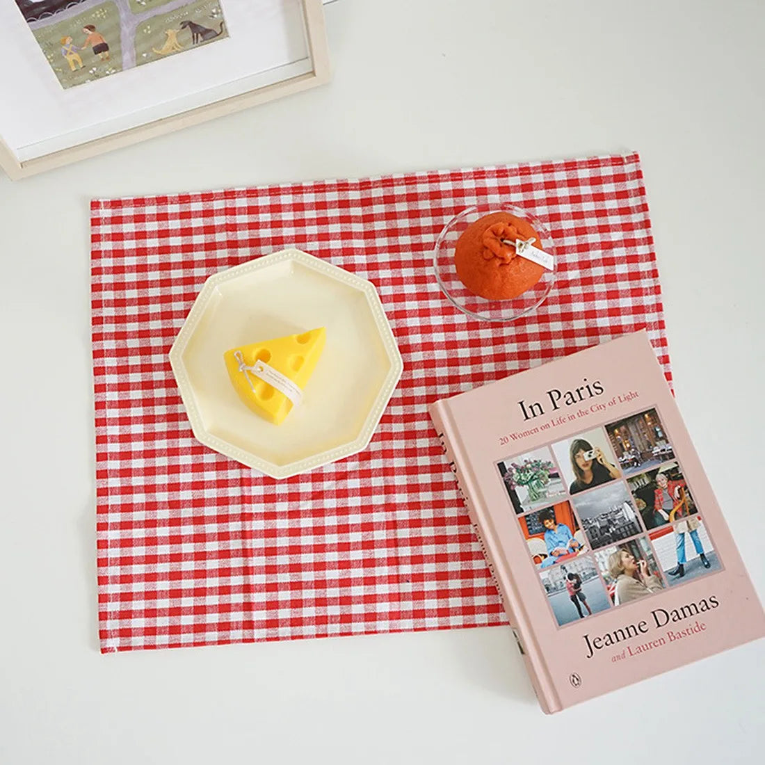 Japanese Style Dinning Table Mat Dining Tea Coaster Plaid Non-Slip Placemat Coffee Pad Food Cloth Pads Kitchen Home Decor식탁매트