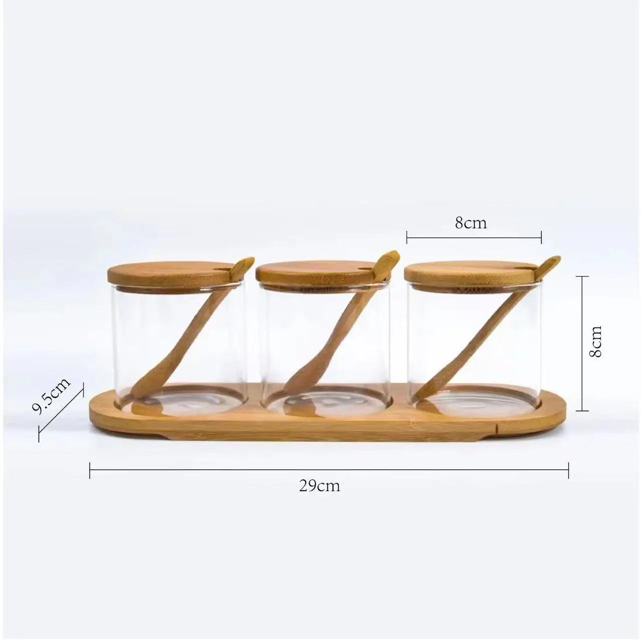 Transparent Glass Striped Jar Spice Salt Shaker Kitchen Food Storage Container with Lid Spoon Multifunctional Sugar Coffee Box