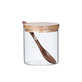 Transparent Glass Striped Jar Spice Salt Shaker Kitchen Food Storage Container with Lid Spoon Multifunctional Sugar Coffee Box