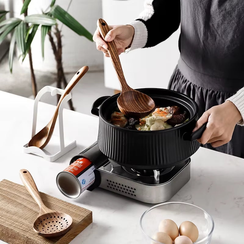 7Pcs/Set Teak Natural Wood Tableware Spoon Ladle Turner Rice Colander Soup Skimmer Cooking Spoon Scoop Kitchen Reusable Tool Kit