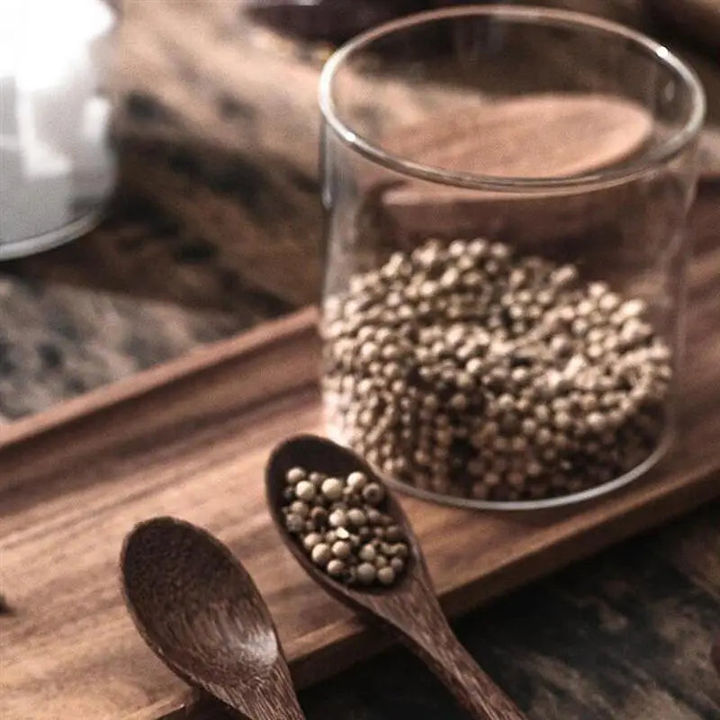 Transparent Glass Striped Jar Spice Salt Shaker Kitchen Food Storage Container with Lid Spoon Multifunctional Sugar Coffee Box