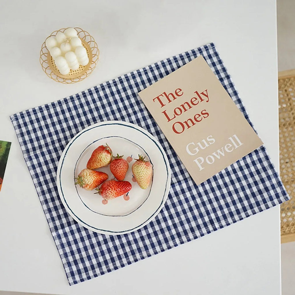 Japanese Style Dinning Table Mat Dining Tea Coaster Plaid Non-Slip Placemat Coffee Pad Food Cloth Pads Kitchen Home Decor식탁매트