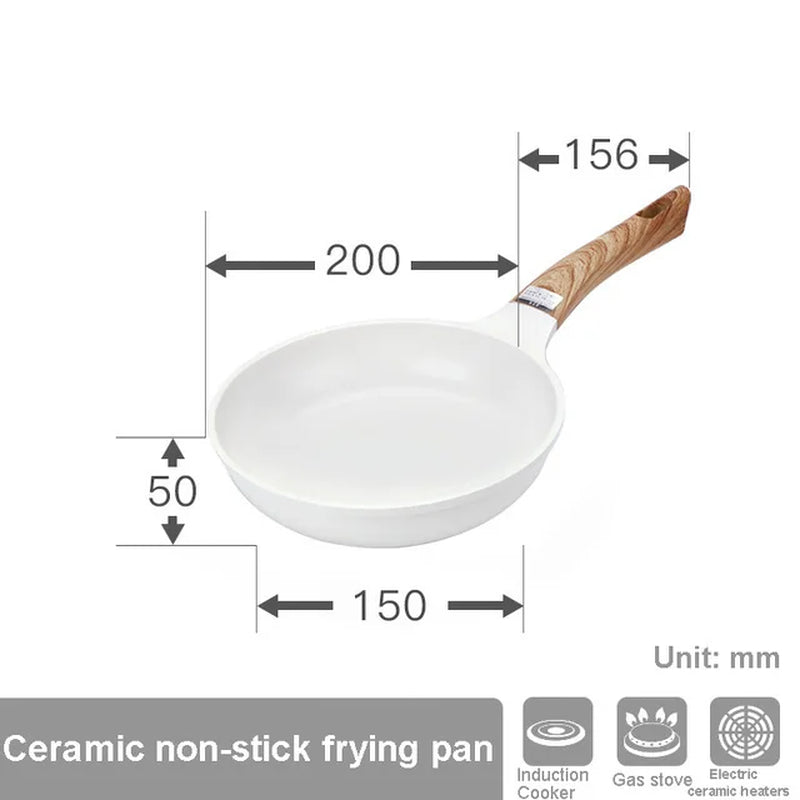 White Ceramic Frying Pan Korean Cookware Set Pot and Non Stick Cooking Pan Set Breakfast Deep Fryer Japanese Kitchen Enamel Pan