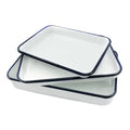 1PCS Handcrafted Vintage Tray White Enamel Home Cake Oven Baking Tray Square Retro Plates