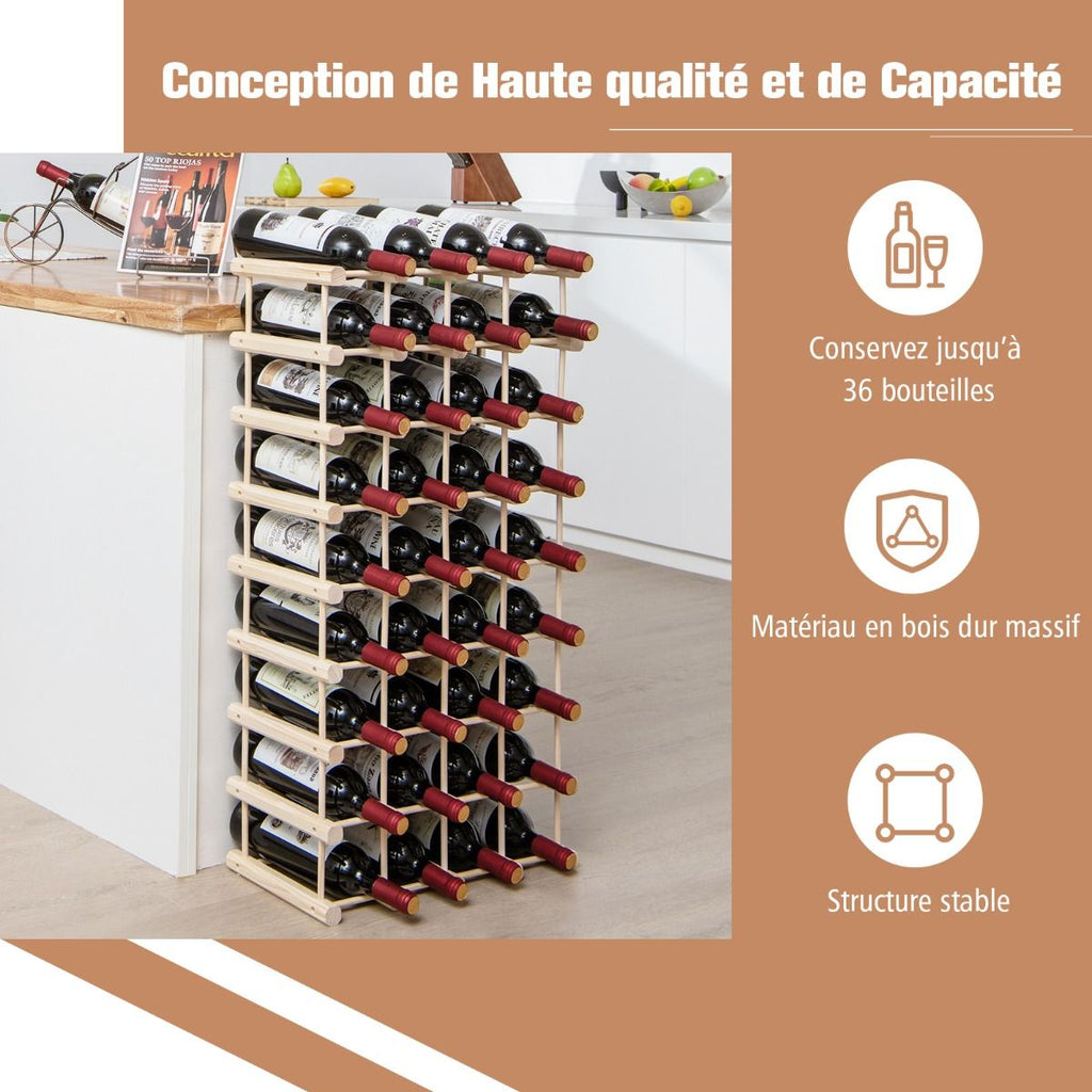 Casier À Vin En Bois Avec Structure Stable En Bois Massif Pour Cuisine Garde-Manger Cave À Vin Bar